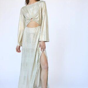 Nightcap (Free People) Starlit Gold Metallic Cutout Maxi Dress Like New